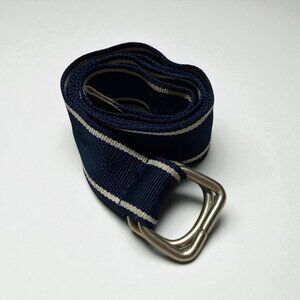 Blue & White Stripe Adjustable Belt – 35” (Fits 27–34, Universal)